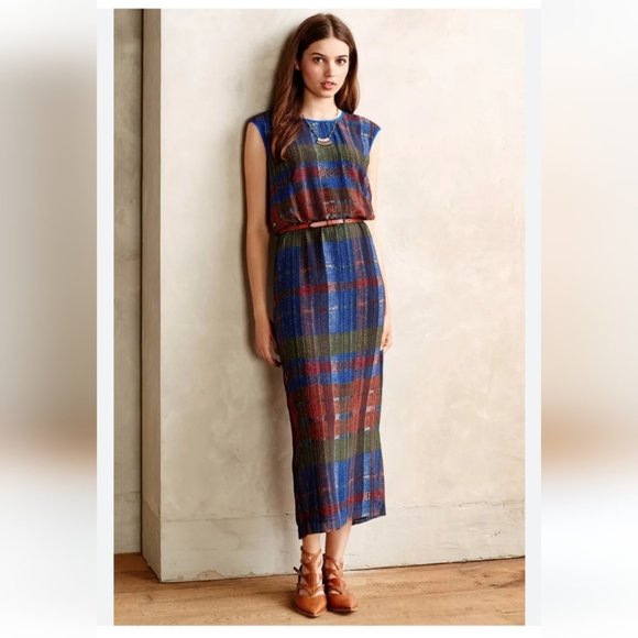 ANTHRO | HD in Paris Andaz maxi dress blue red sz 0 - Picture 1 of 7